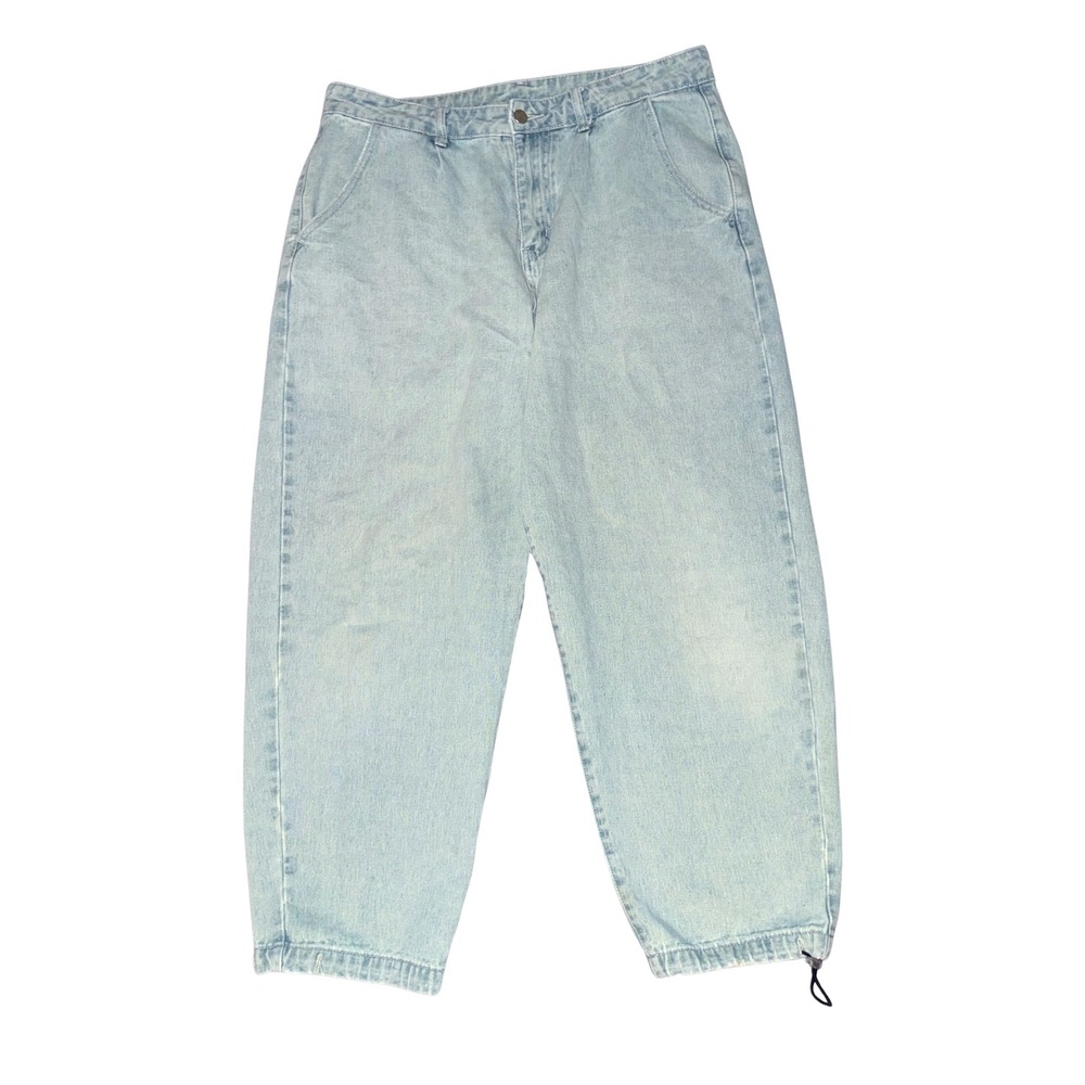 Vtg Y2K Inflation New Wave Street Culture Light Cropped Barrel‎ Leg Jeans 34